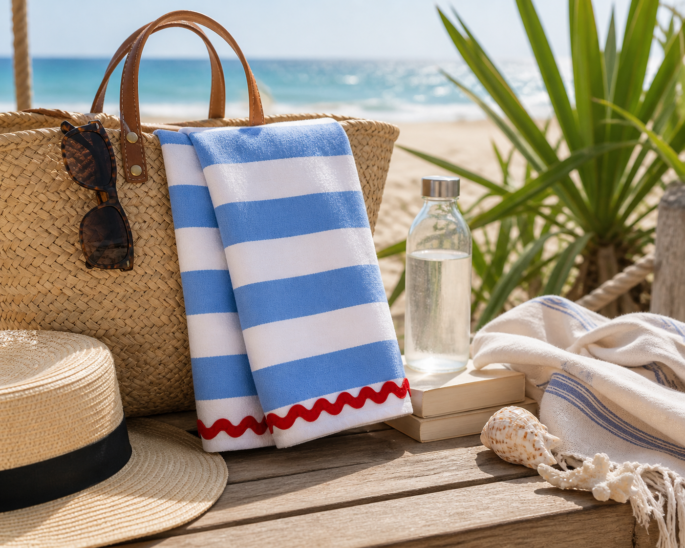 BLUE & WHITE STRIPES TEA TOWEL - Image 2