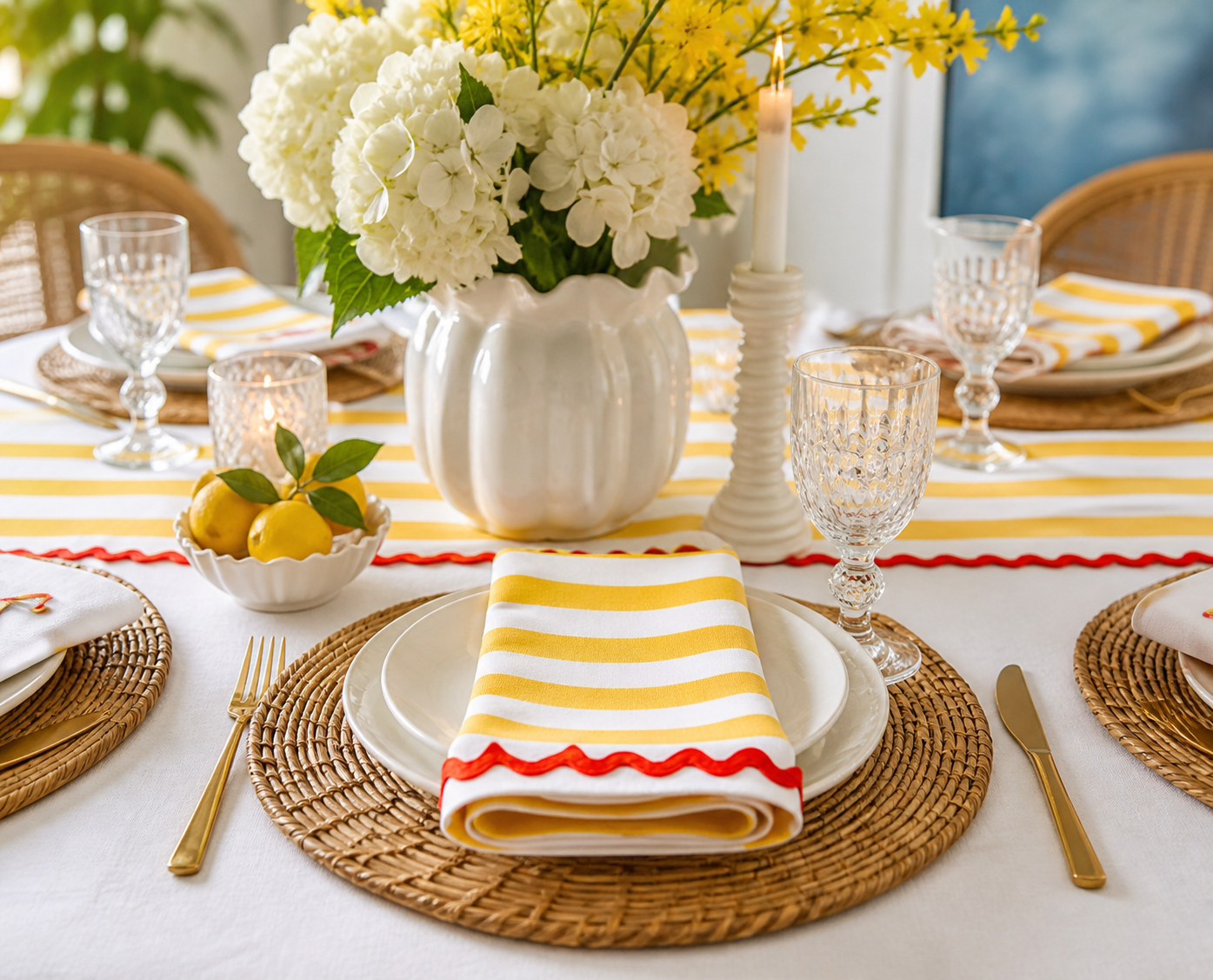 YELLOW & WHITE STRIPES TEA TOWEL - Image 3