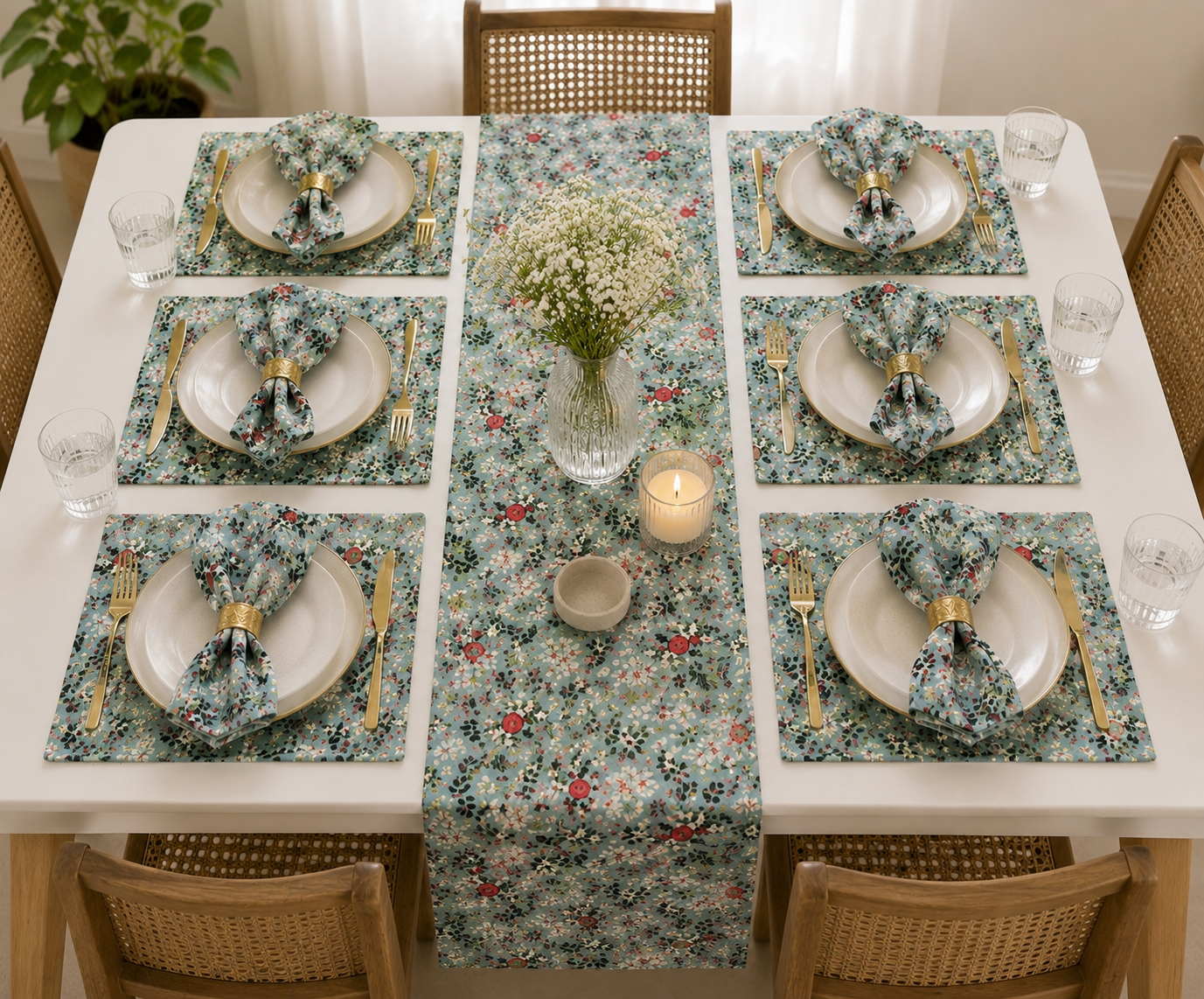 GREEN GARDEN DINNING SET OF 6