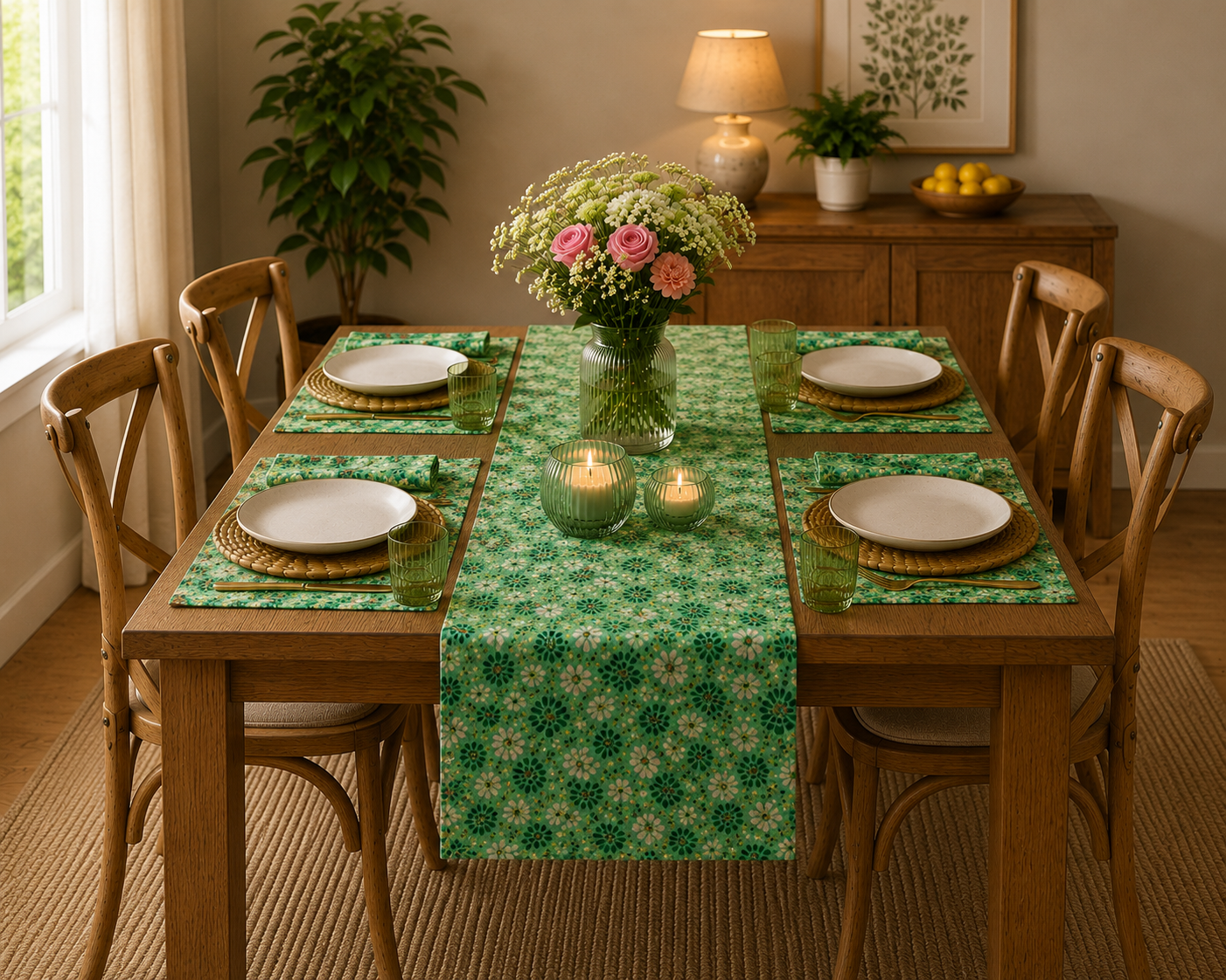 GREEN GARDEN DINNING SET OF 4 - Image 2