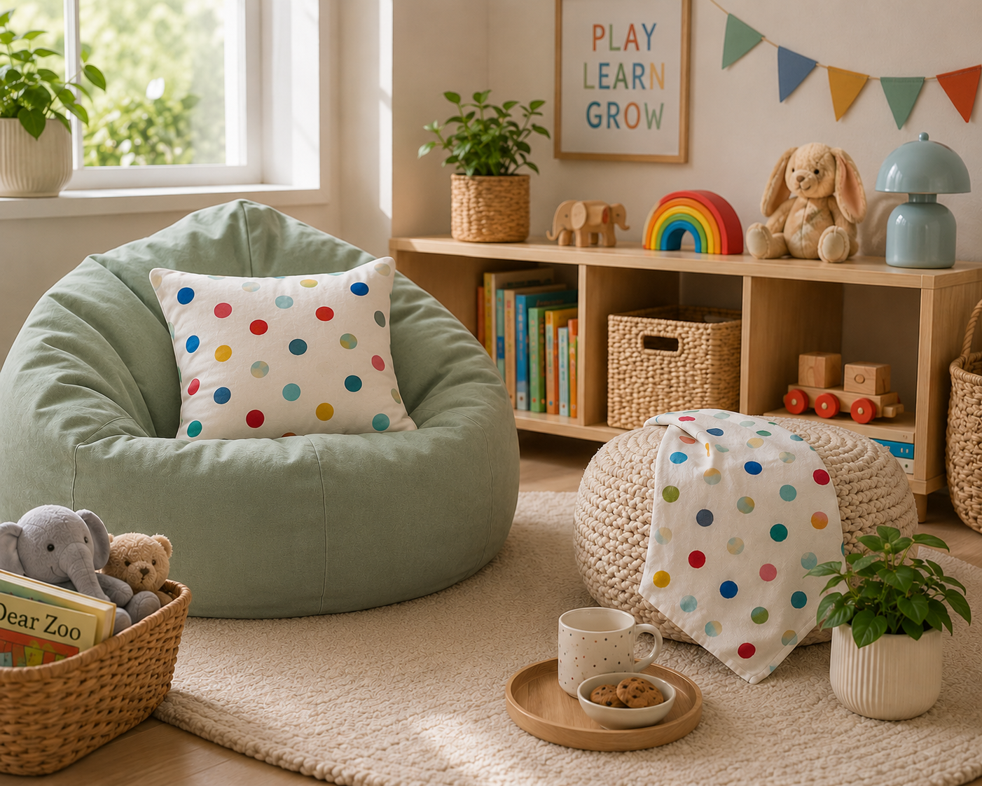 POLKA PULL CUSHION COVER WITH TEA TOWELS